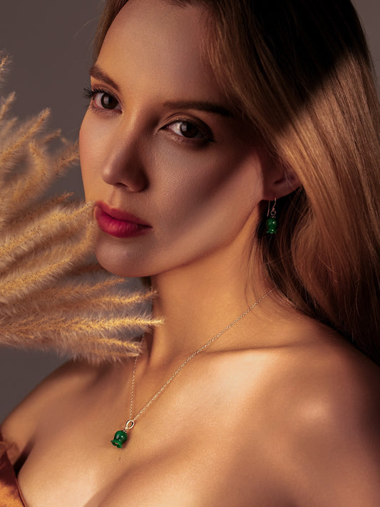 Elegant Green Jade Lily Necklace