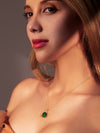 Set of Elegant Green Jade Lily Earrings & Necklace