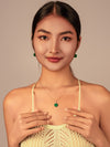 Set of Green Botan Jade Flower Earrings & Necklace