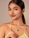 Set of Green Botan Jade Flower Earrings & Necklace