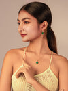 Set of Green Botan Jade Flower Earrings & Necklace