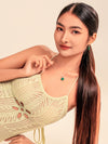 Set of Green Botan Jade Flower Earrings & Necklace