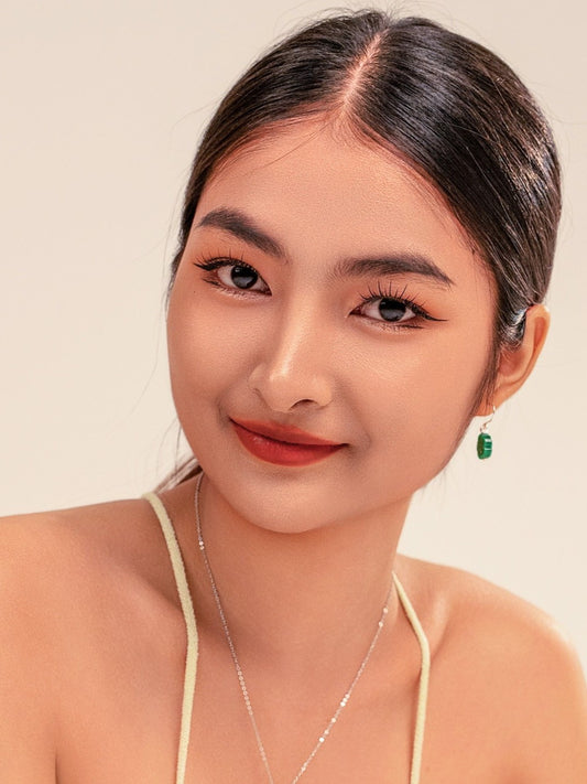 Green Botan Jade Flower Earrings