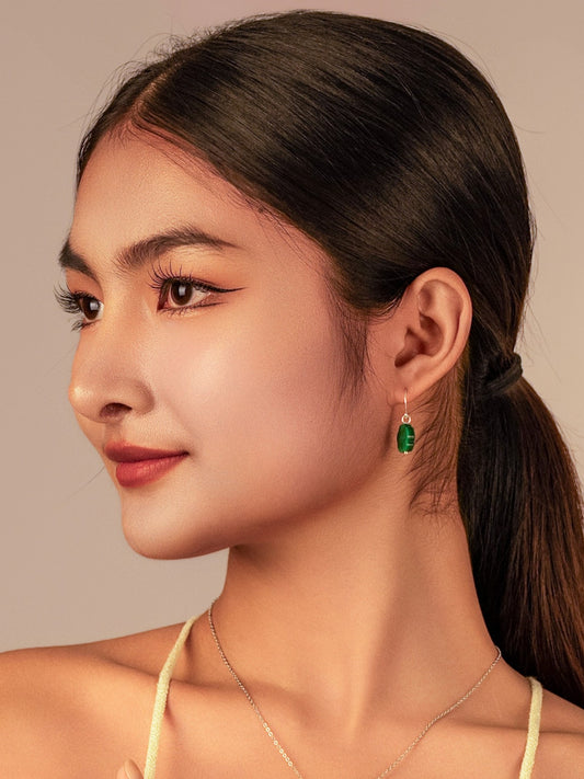 Green Botan Jade Flower Earrings